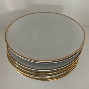 Vintage white ceramic plates with gold detail